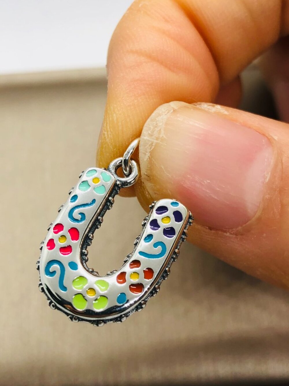 James Avery Enamel Consuela Floral Initial Charm Letter U Dangle Charm